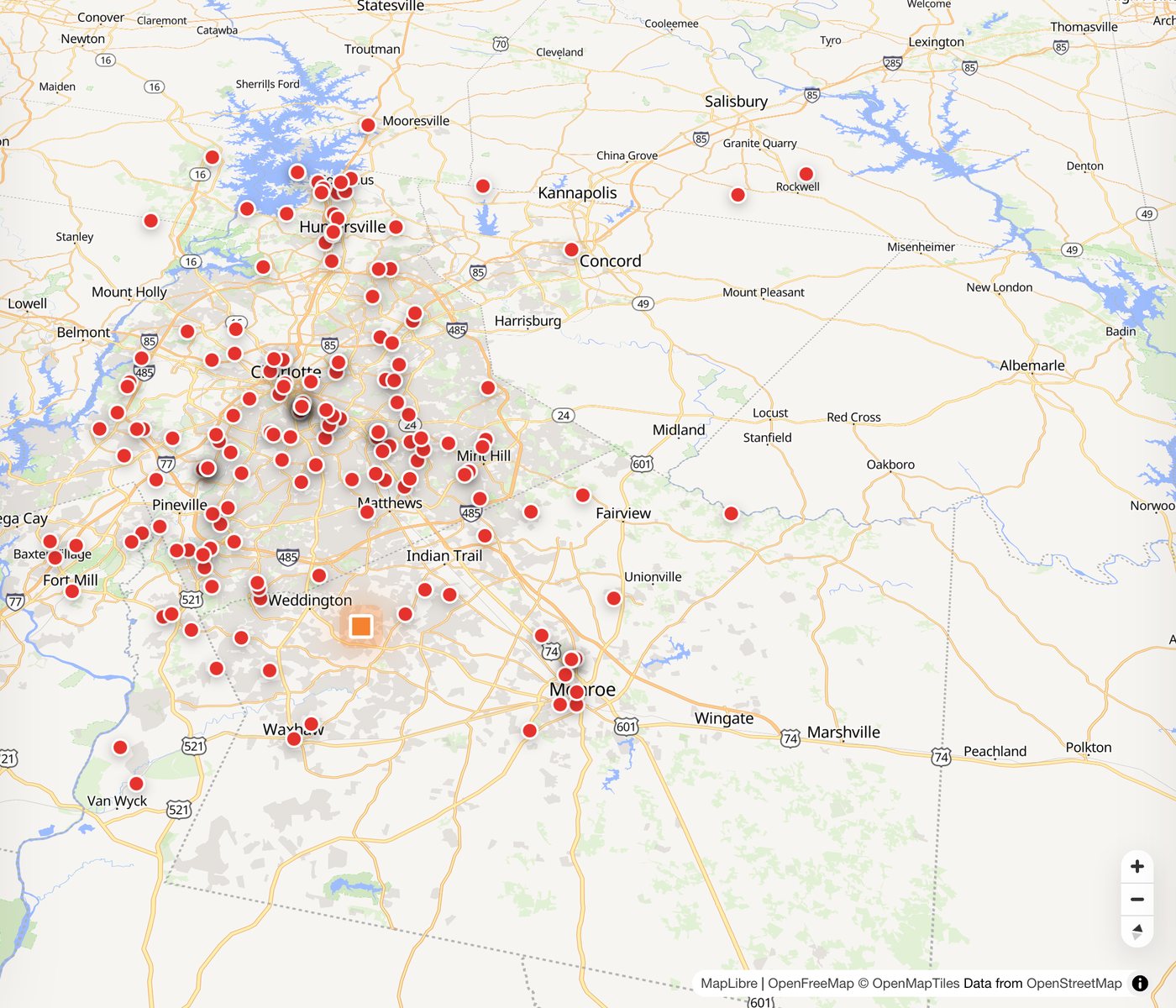 Prospector map of businesses